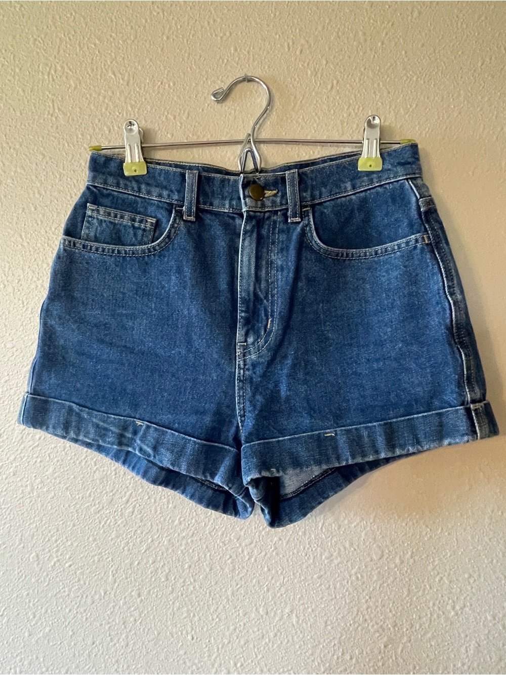 American Apparel High Waisted Cuff Short- Dark Wash US Denim